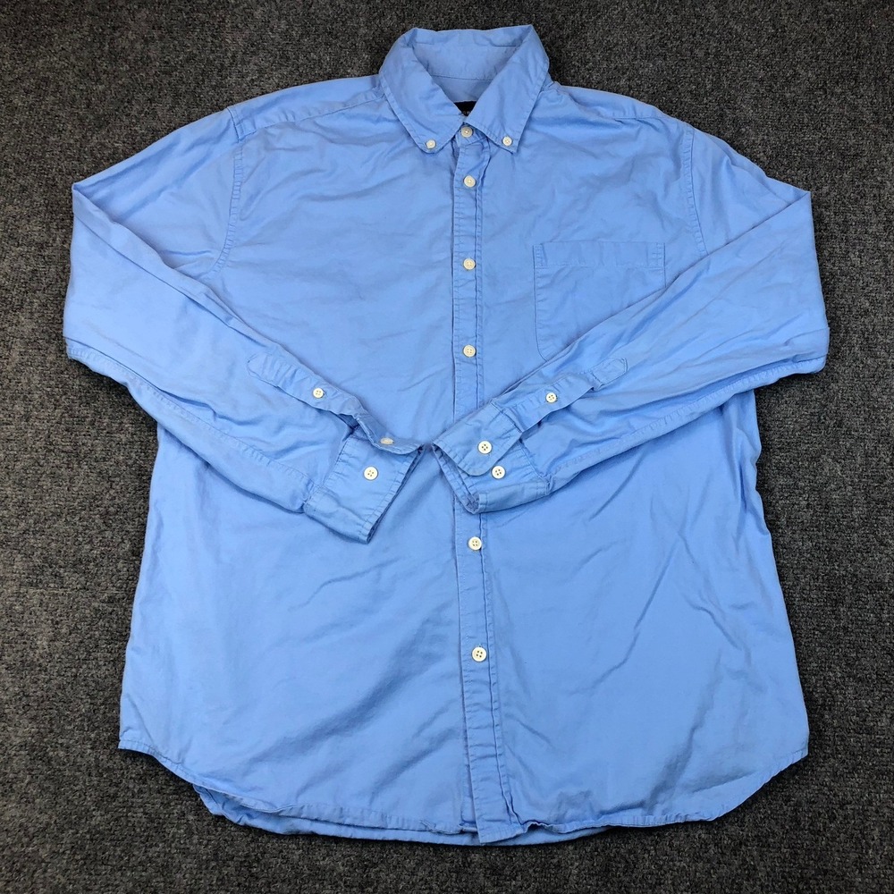 Saddlebred Mens Size M Medium Blue Long Sleeve Button Down Oxford Shirt Pocket - Picture 2 of 6
